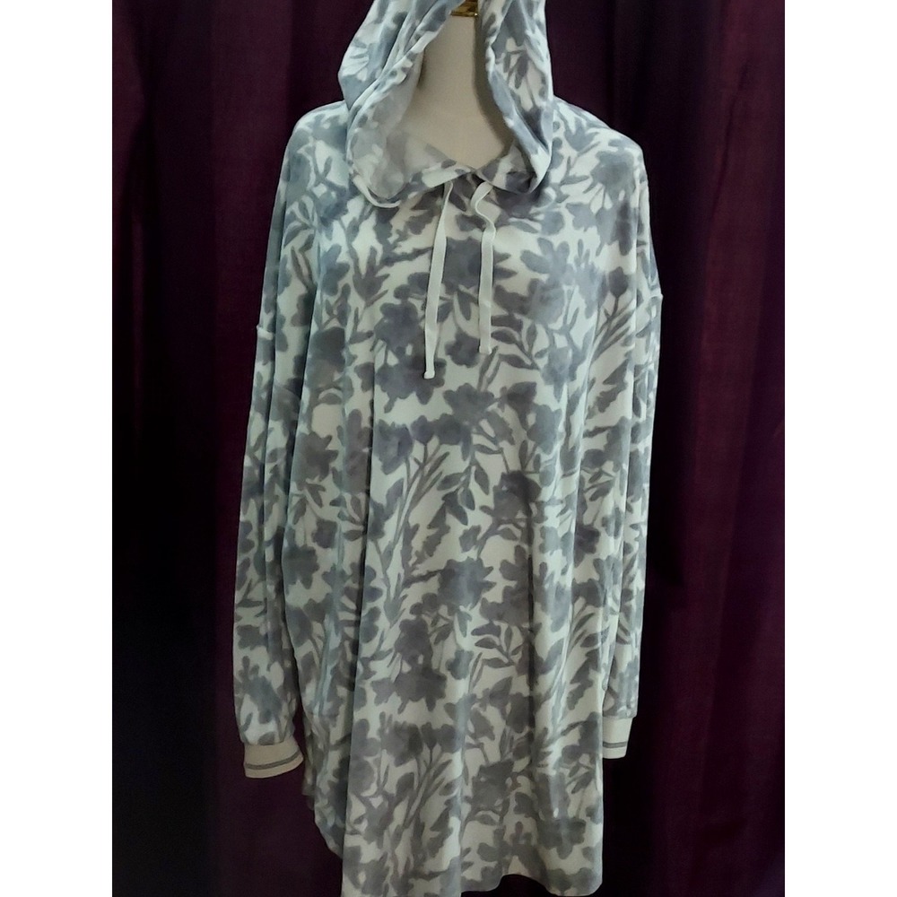 Simply Vera Sporty Fleece Pullover Women's XL Grey Floral All Season OVERSIZED
